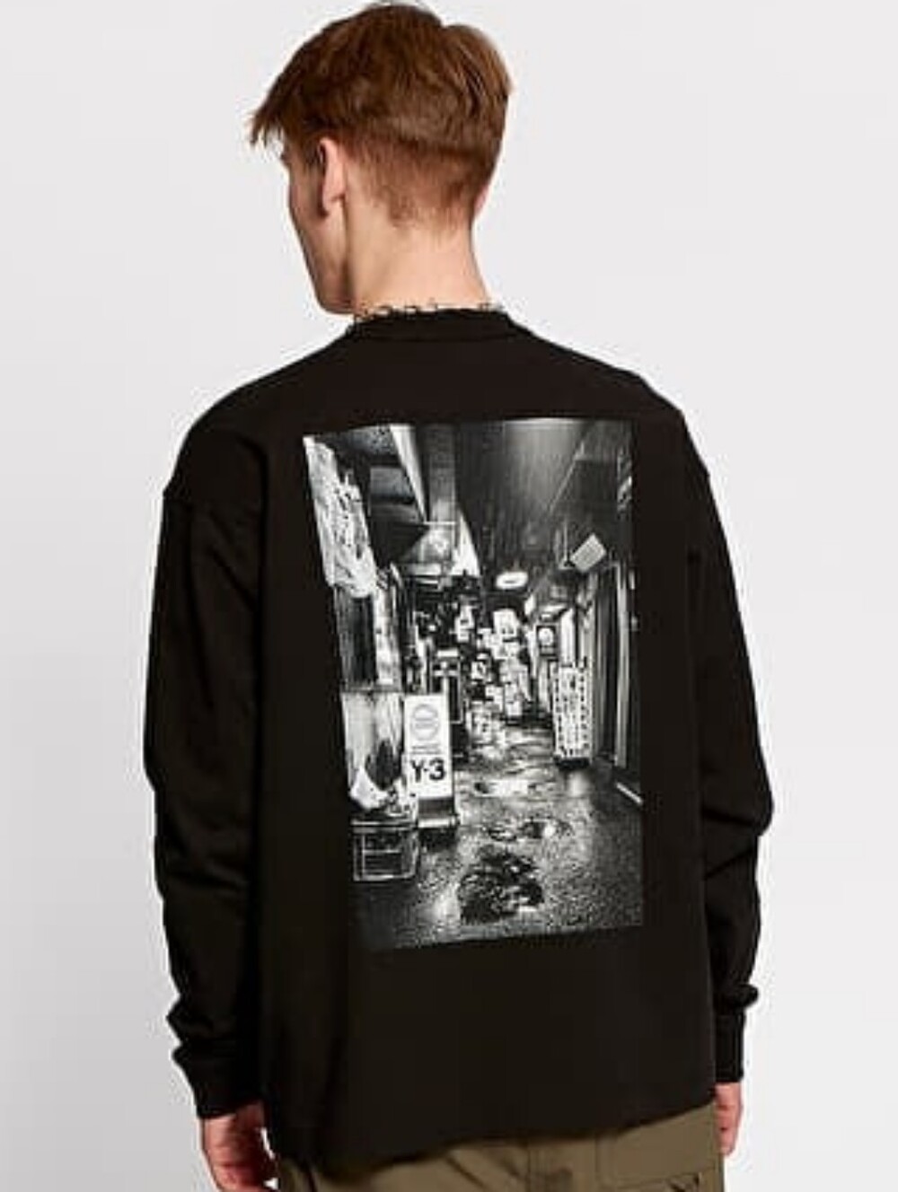 Y-3 Men's Black Shinjuku Golden Gai Tokyo Alleyway Long Sleeve Tee Size XS